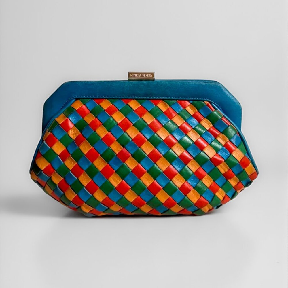 BOTTEGA VENETA '80s intrecciato leather harlequin clutch